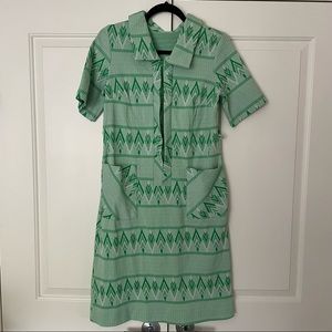 Vintage Green Printed Dress